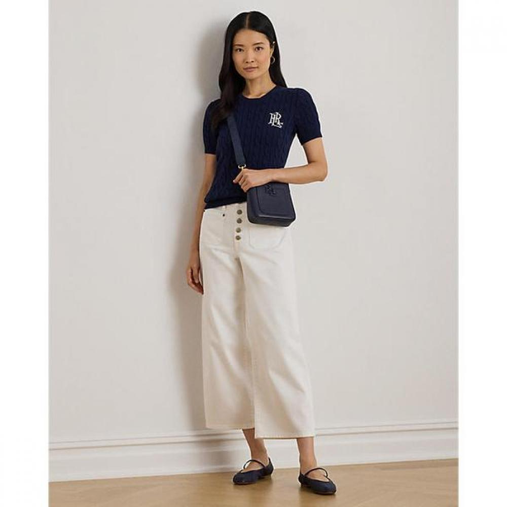 Свитер Lauren Ralph Lauren с коротким рукавом, вязаный косами, из хлопка Wmlrswesn820187410