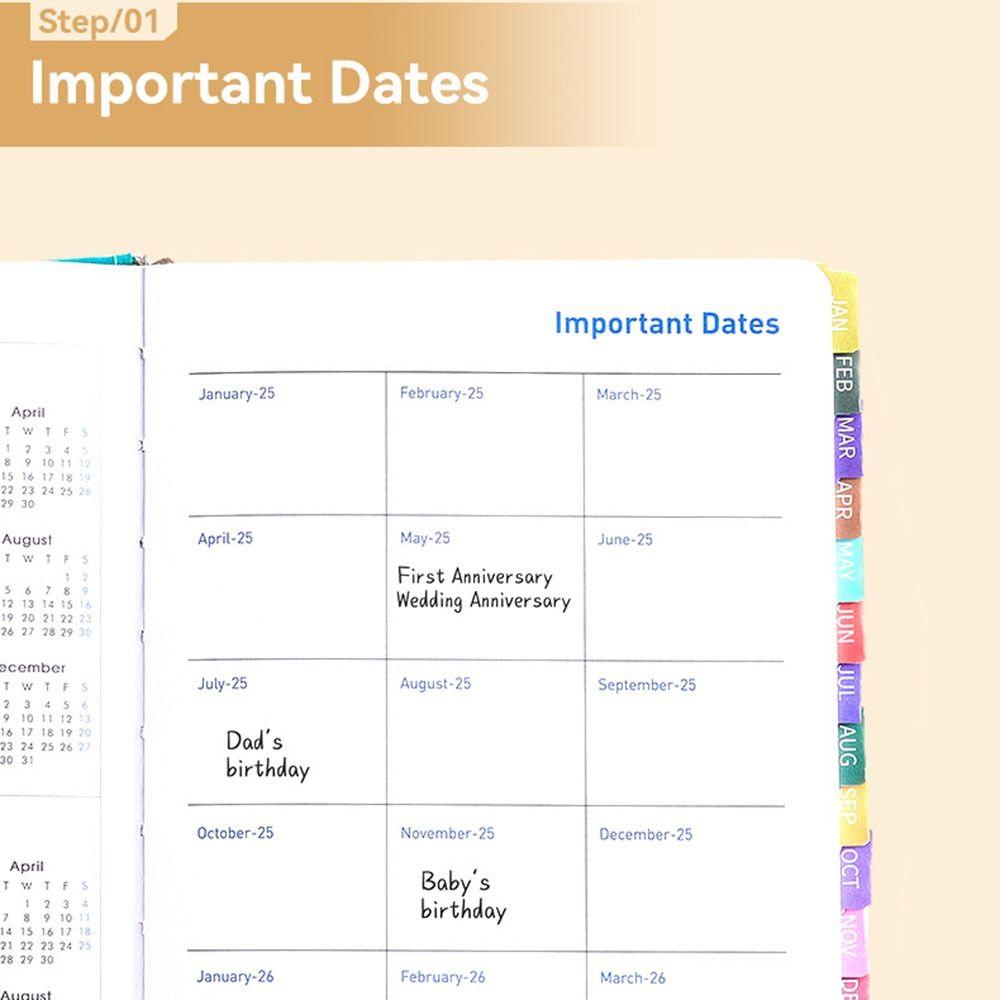 With 2 Pieces Stickers Hardcover Calendar A5 Size Weekly & Monthly Planner  Students