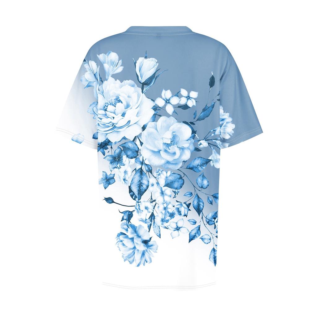 Womens Plus Size Tops Short Shirts V Neck Casual Clothing 3D Printed Tops T-Shirts