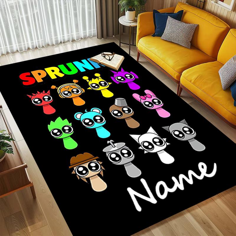 Custom Name Sprunki World Living Room Non-Slip Area Rug Soft Carpet for Bedroom Kids Playroom Sofa Office Home Decor Doormat
