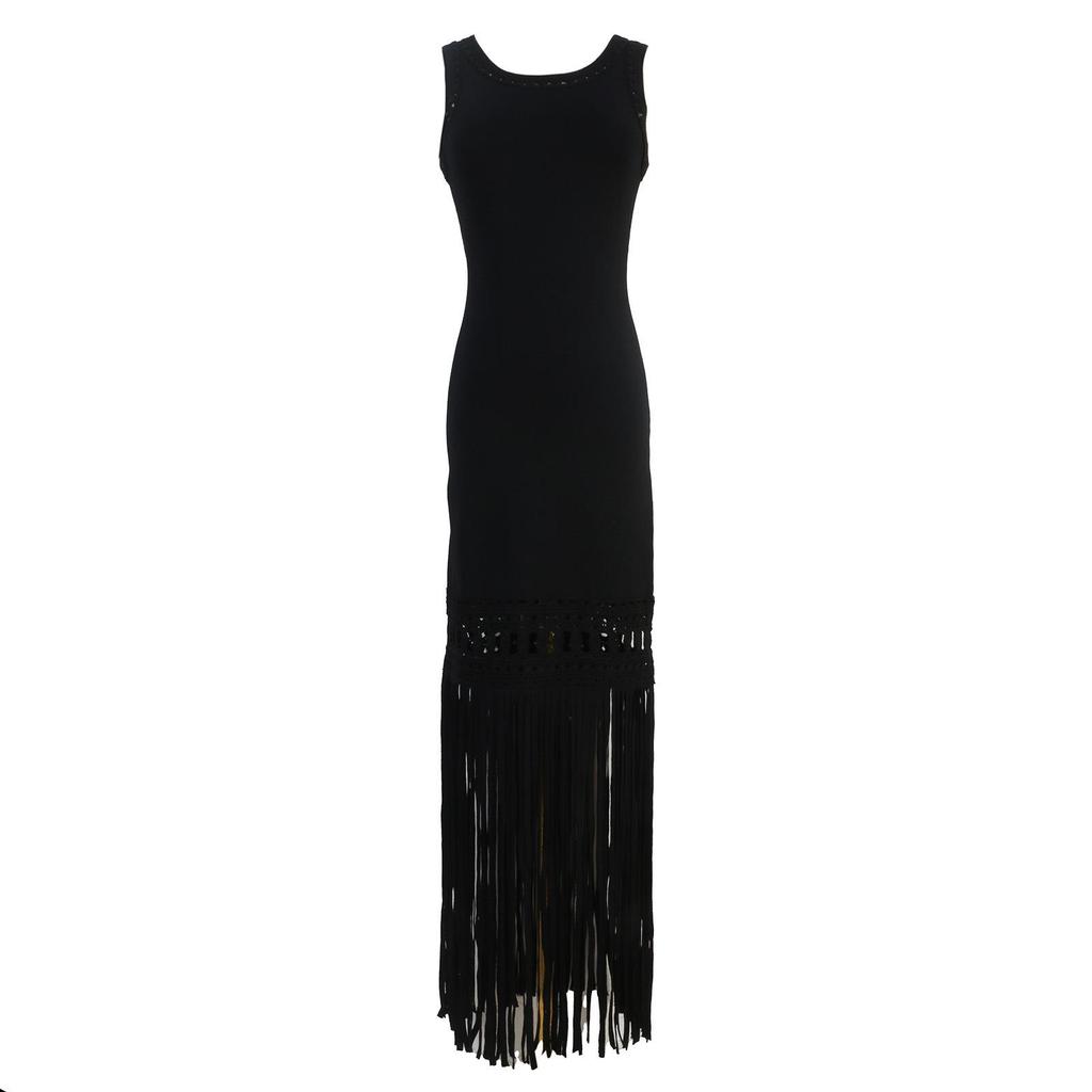 SP European & American Style Sexy Hollow Knit Tassel Dress – Spring/Summer Long Vest Dress