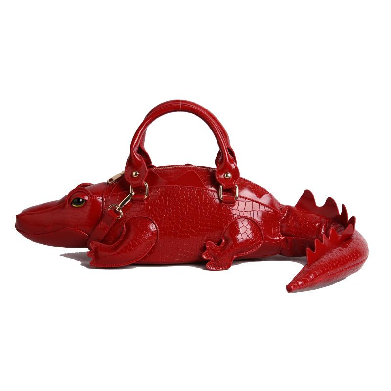 Street Cool Handbag Female PU Crocodile Shape 3D Creative Special-shaped Bag Can Be Crossed On One Shoulder