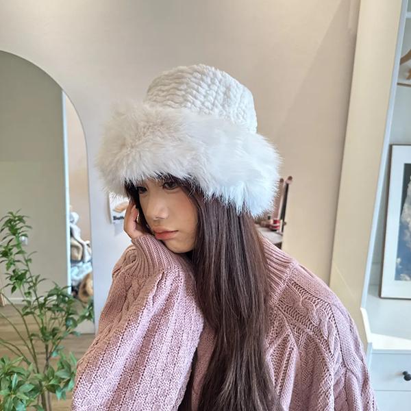 WTEMPO Autumn Winter Furry Plush Windproof Bucket Hats Warm Cold-proof Winter Ear Protection Thickened Cold-proof Fisherman Hats