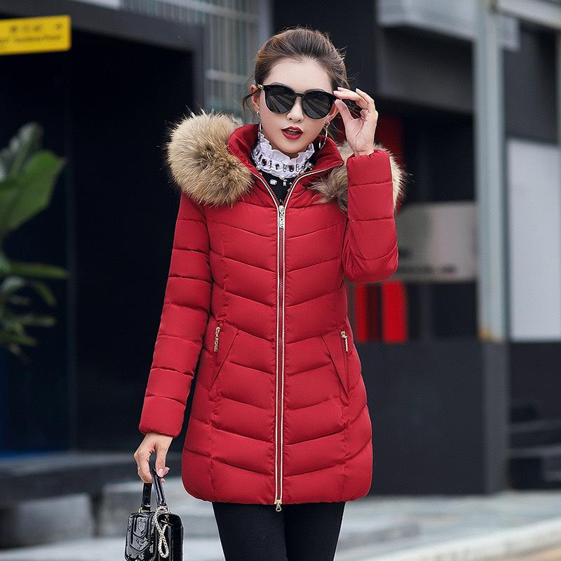 2025 Winter New Edition, Korean Version, Slim Fit Cotton Jacket, Women's, Medium To Long Style, Cotton Jacket, Thick and Warm, Cotton Coat Jacket