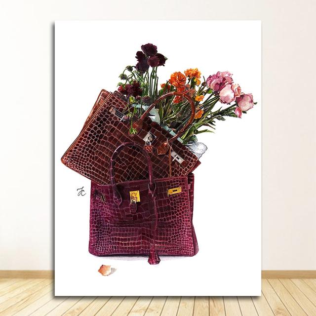 Плакаты и принты, настенные картины для гостиной, модная сумка для девочек, воздушный шар, салон шампанского, настенная живопись с принтом на холсте, скандинавская картина
