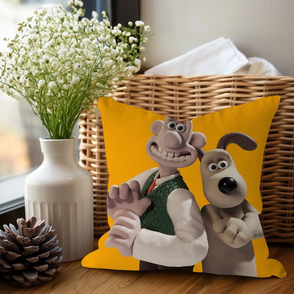 Cartoon W-Wallace And G-Gromit Pillow Cushion Cover Pillowcase Living Room Sofa Home Decor Customized