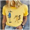 Unisex  Cotton Summer Top Retro animation Print Loose round Neck Short Sleeve Fashion for Lovers