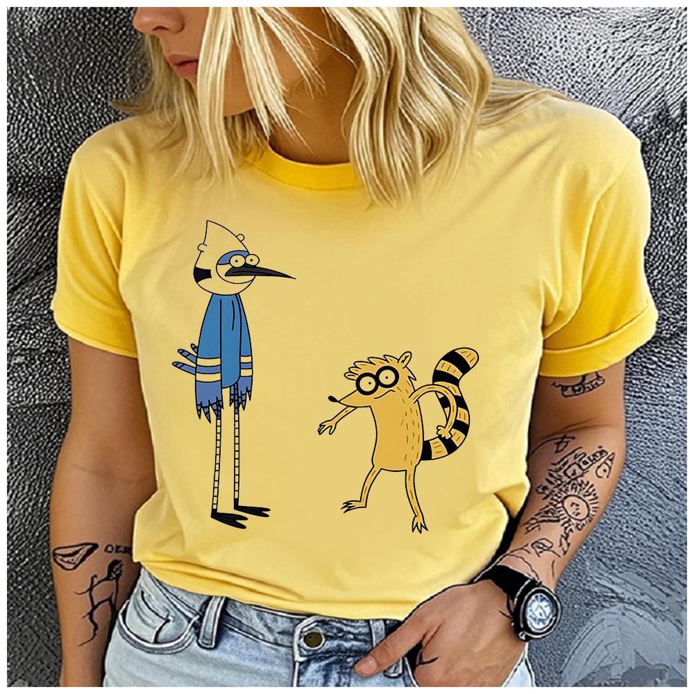 Unisex Cotton Summer Top Retro animation Print Loose round Neck Short Sleeve Fashion for Lovers