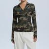 Women's Fashion Casual Print V-Neck Long Sleeve Button-Down Top