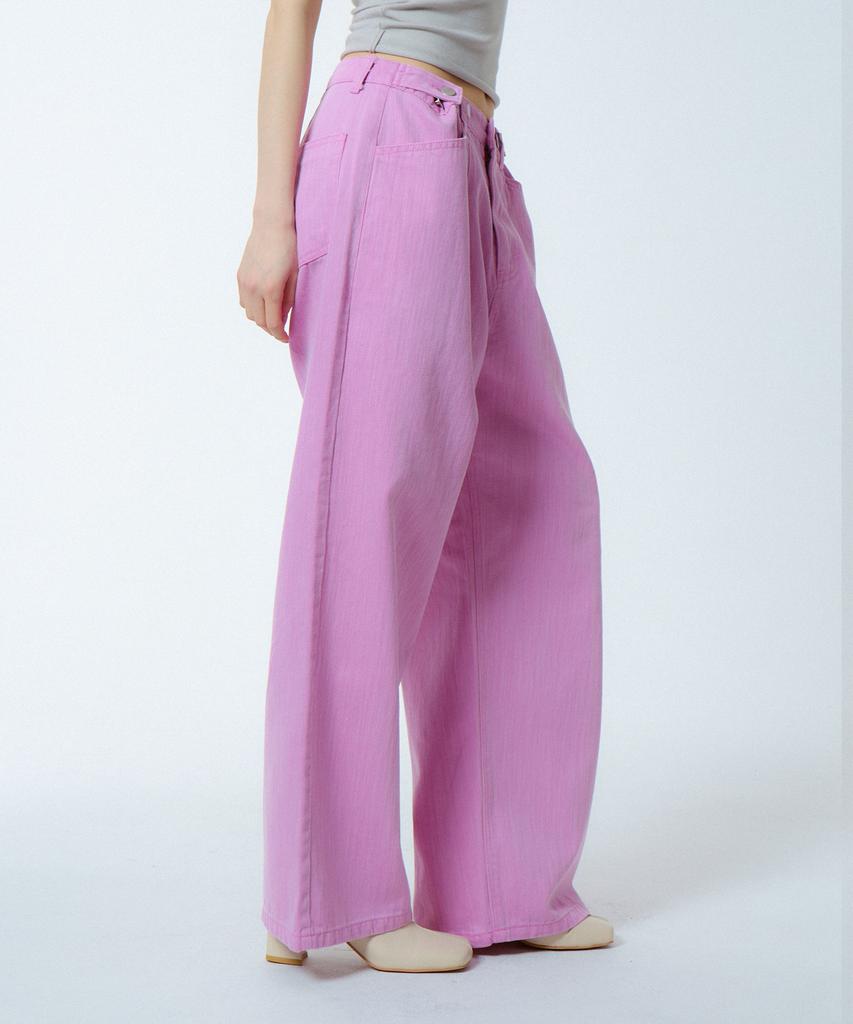 UNKNOWN PLANET Custom One-Pleat Wide Pigment Pants Pink