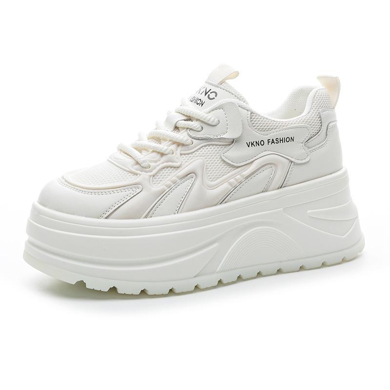 Белые туфли на скрытой платформе для женщин, весенняя новинка, кожаные туфли на толстой подошве, легкие, с мягкой подошвой, универсальная повседневная обувь