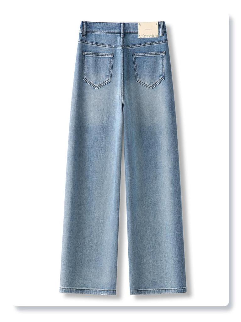 Женские светло-голубые джинсы из денима с высокой талией и широкими штанинами, лето 2026