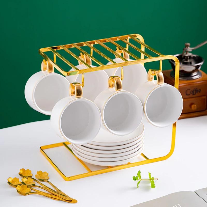 Керамическая кружка Многоразовый набор кофейных чашек Чашки для эспрессо Чашки для кофе и чая Столовые приборы Аксессуары Фарфоровое блюдце Кофейная посуда Бар