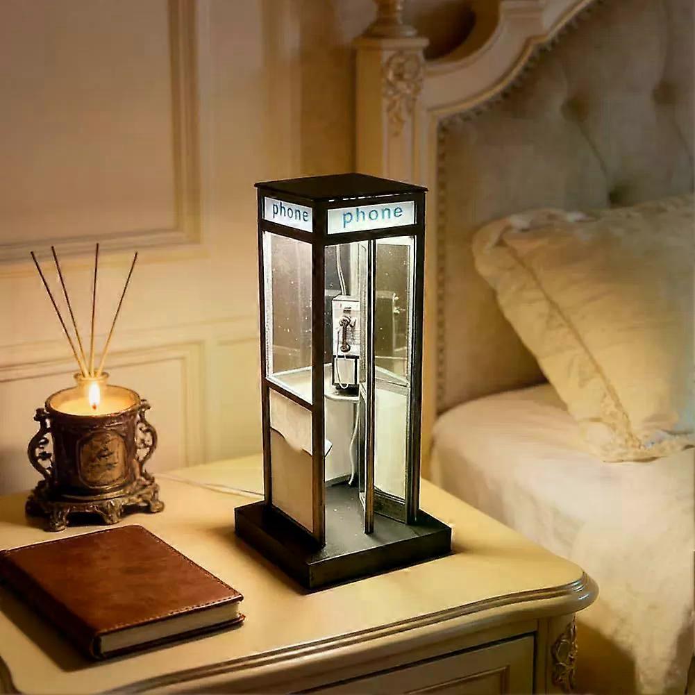 Retro Vintage Tall Phonebooth Lamp  Mini Telephone Booth Ambient Desk Light for Home Decor, Classic Design, Warm Ambient Lighting, for Office, Coffee 