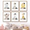 Baby Girl Room Animals Wall Art Print Canvas Painting Elephant Lion Giraffe Hippo Zebra Poster Home Decor Pictures Kids Bedroom
