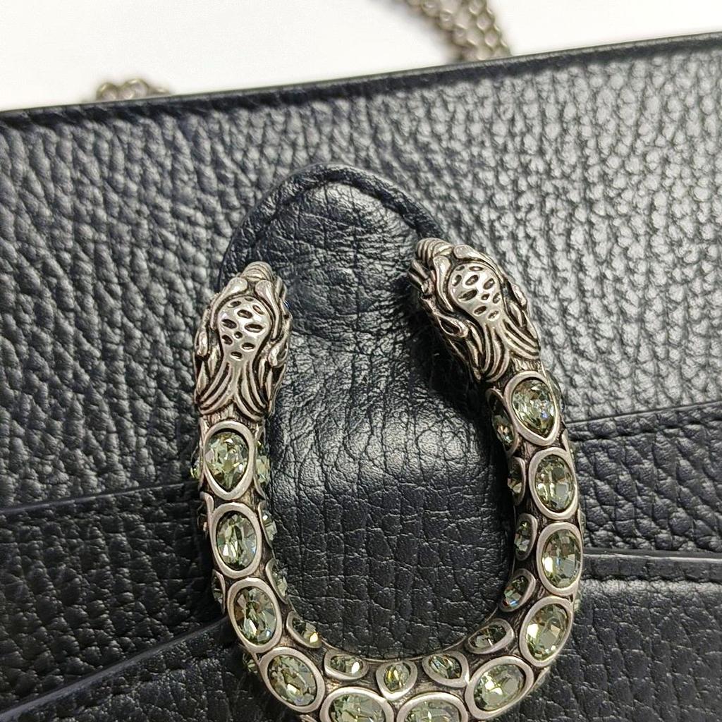 [Pre-Owned] Dionysus Tiger Head Buckle Chain Shoulder Leather Crossbody Bag Mini - Excellent #1L43KP2