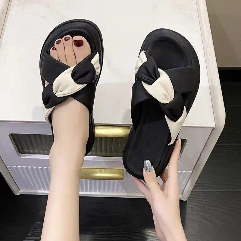 High-end Cross-strapped Slippers Women's 2024 Slippers Outer Wear Summer Skirt Fashion Casual Outer Wear One-word Drag