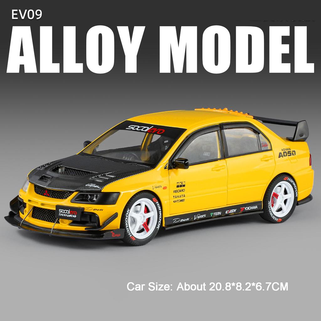 1:24 Lancer Evolution IX M3 Toy Sports Car Model Toy Sound Light Pull Back Doors Opened Supercar Models Presents for Kids