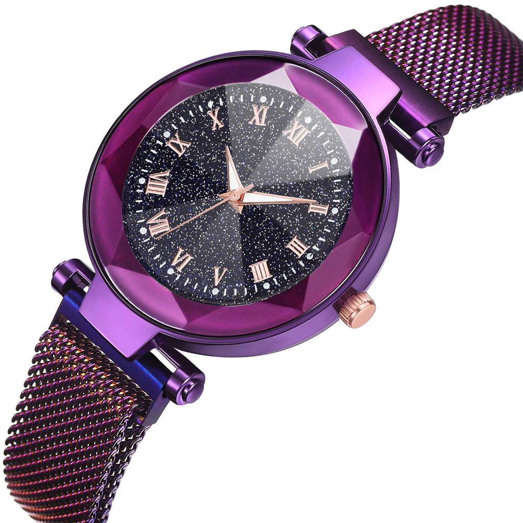 Элегантные женские светящиеся часы «Звездное небо» с римскими цифрами и магнитной застежкой