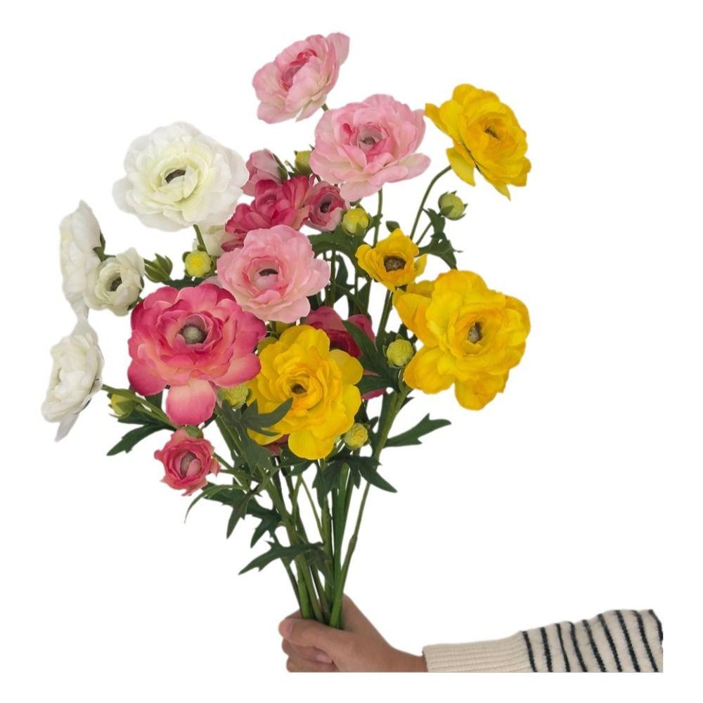 Silk Faux Ranunculus Flower Decorative Faux Flower Silk Flower Branch Wedding Decor