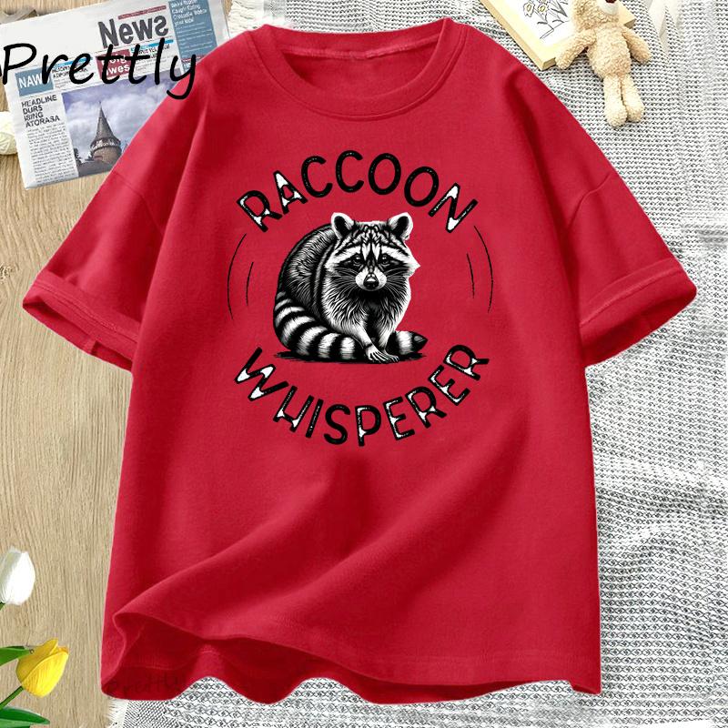 Funny Animal Lover T Shirt Raccoon Whisperer Wildlife TShirt Casual Oneck Round Collar ShortSleeve Couple White Top Tees