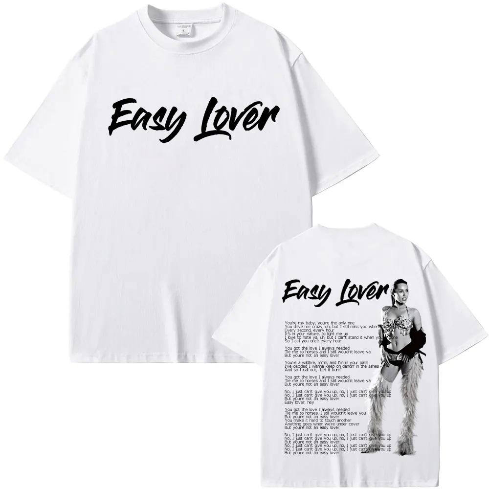Miley Cyrus -Easy Lover Tshirts Graphic Print T-shirts Men Women Fashion Casual Rock Streetwear Cotton Short Sleeve High Quality
