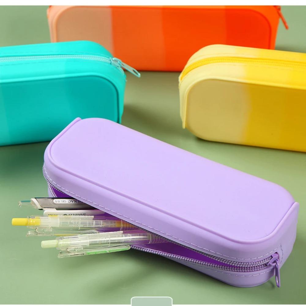 Large Capacity Silicone Pencil Case Waterproof Pen Bag School Supplies Stationery Bag Student