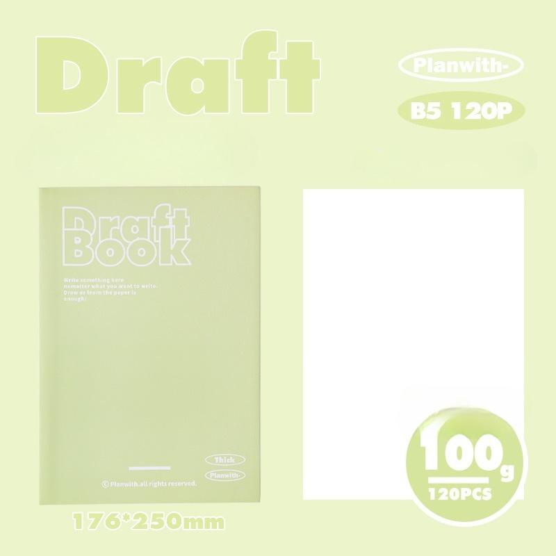 Planwith Friends Project Thick Series Draft Book, Blank Inner Page Flat Spread Draft Book Student Notebook