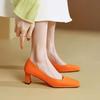 2024 Новые летние модные женские туфли, сексуальные повседневные туфли на толстом каблуке с неглубокой подошвой, женские туфли без застежек, однотонные, универсальные, удобные