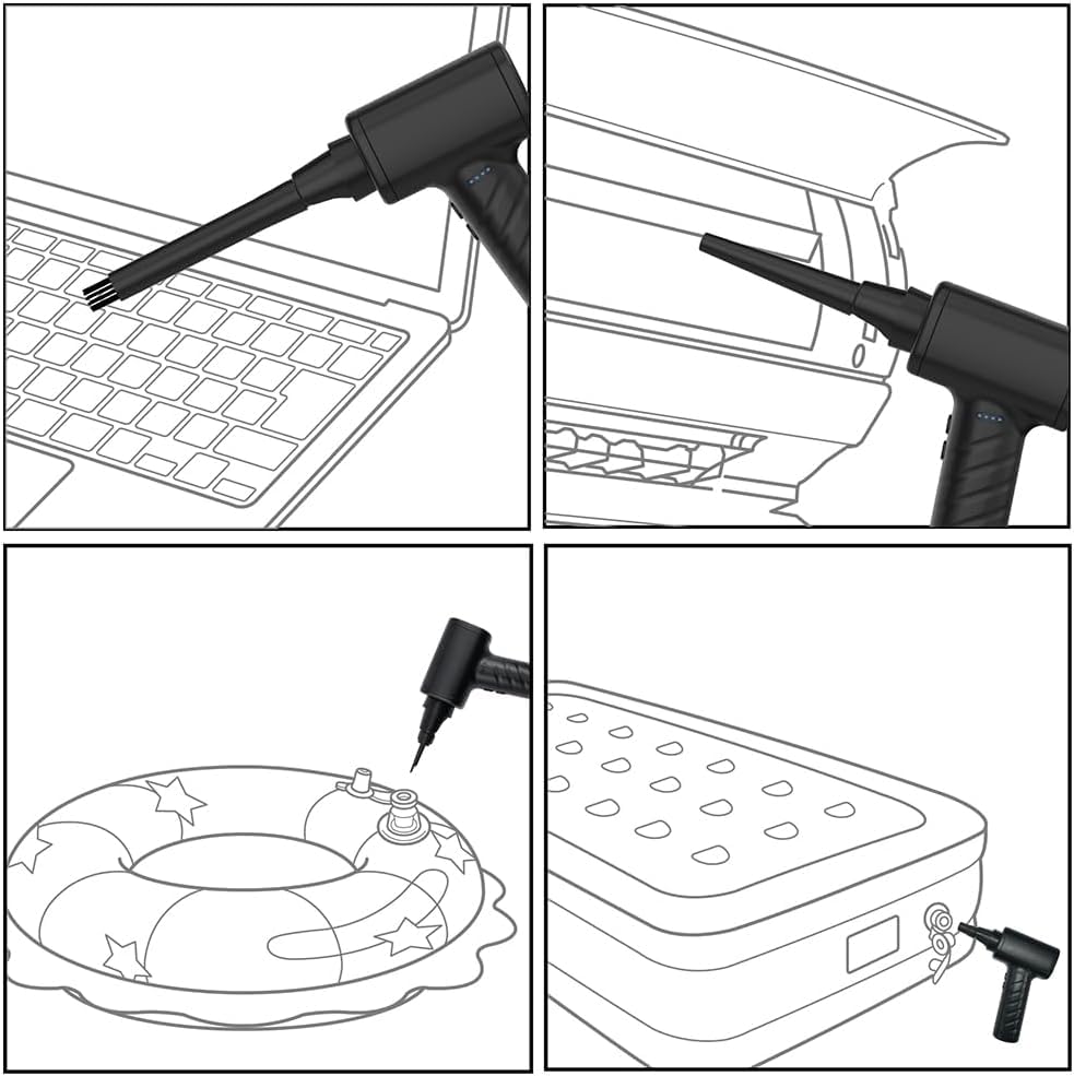 Nakabayashi Electric Air Duster, USB Rechargeable, Foldable, White, Z4683