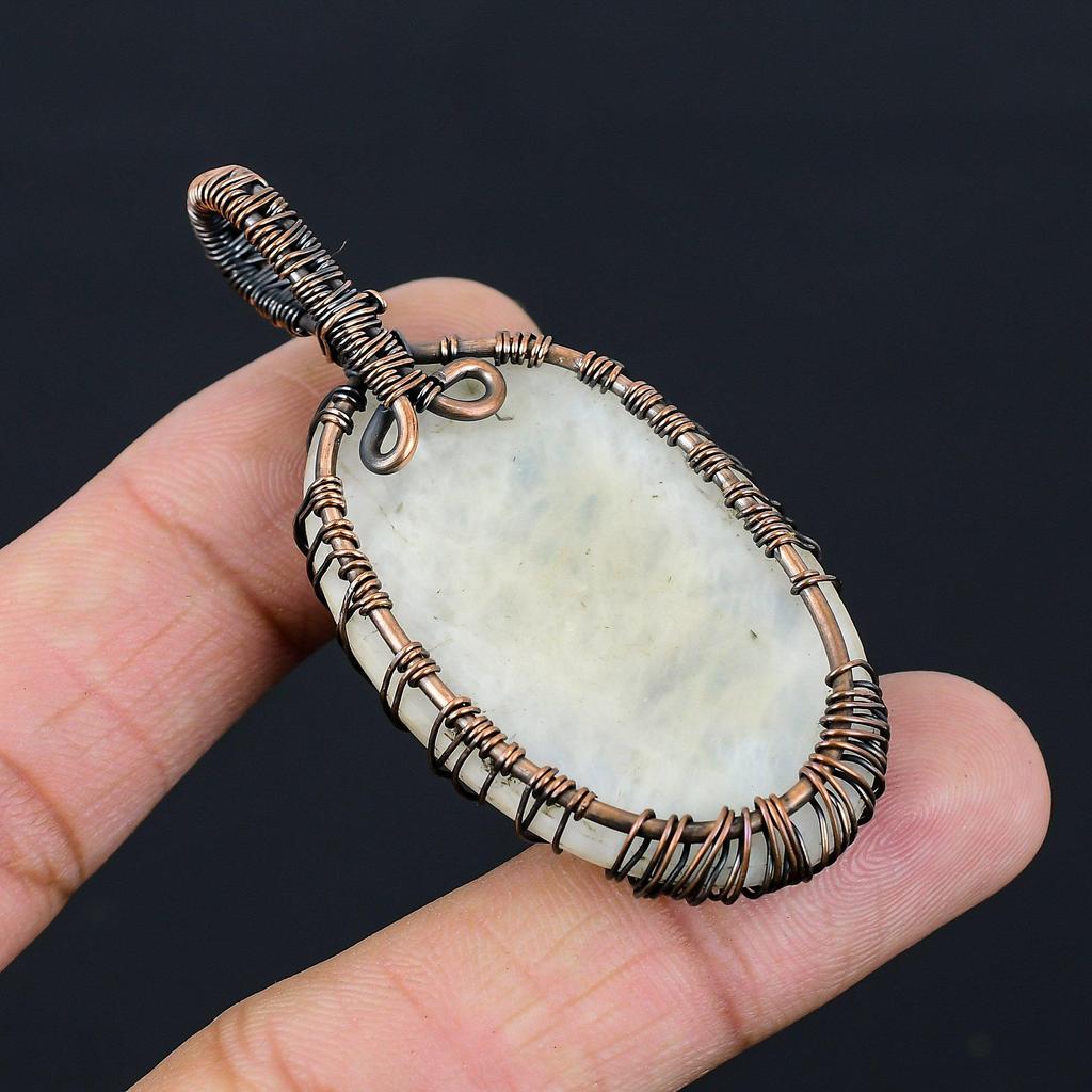 Древо Жизни Радуга Лунный Камень Драгоценный Камень Чистая Медная Проволока Обернутая Ювелирные Изделия Ручной Работы Подвеска