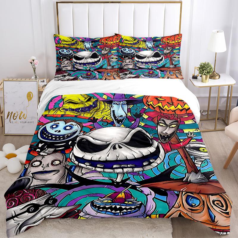 3Pcs Nightmare Before Halloween Bedding Sets For All Sizes New 3D Printed Bed Cover Comforter Duvet Cover Pillowcase Bedroom Decoration