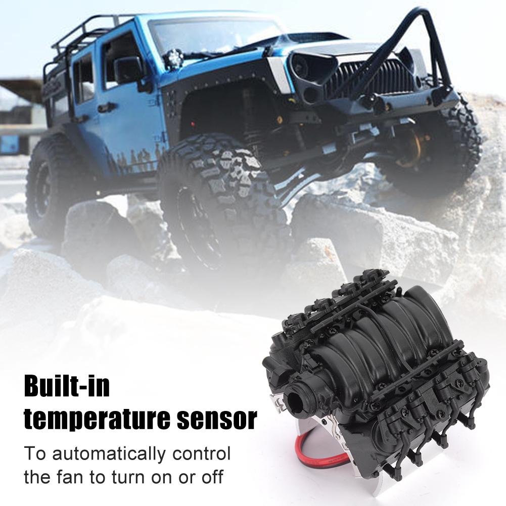 V8 1 10 RC Simulation Engine Cover Cooler Motor Fan Universal Accessory for Trx4 Scx10 scx10IIBlack