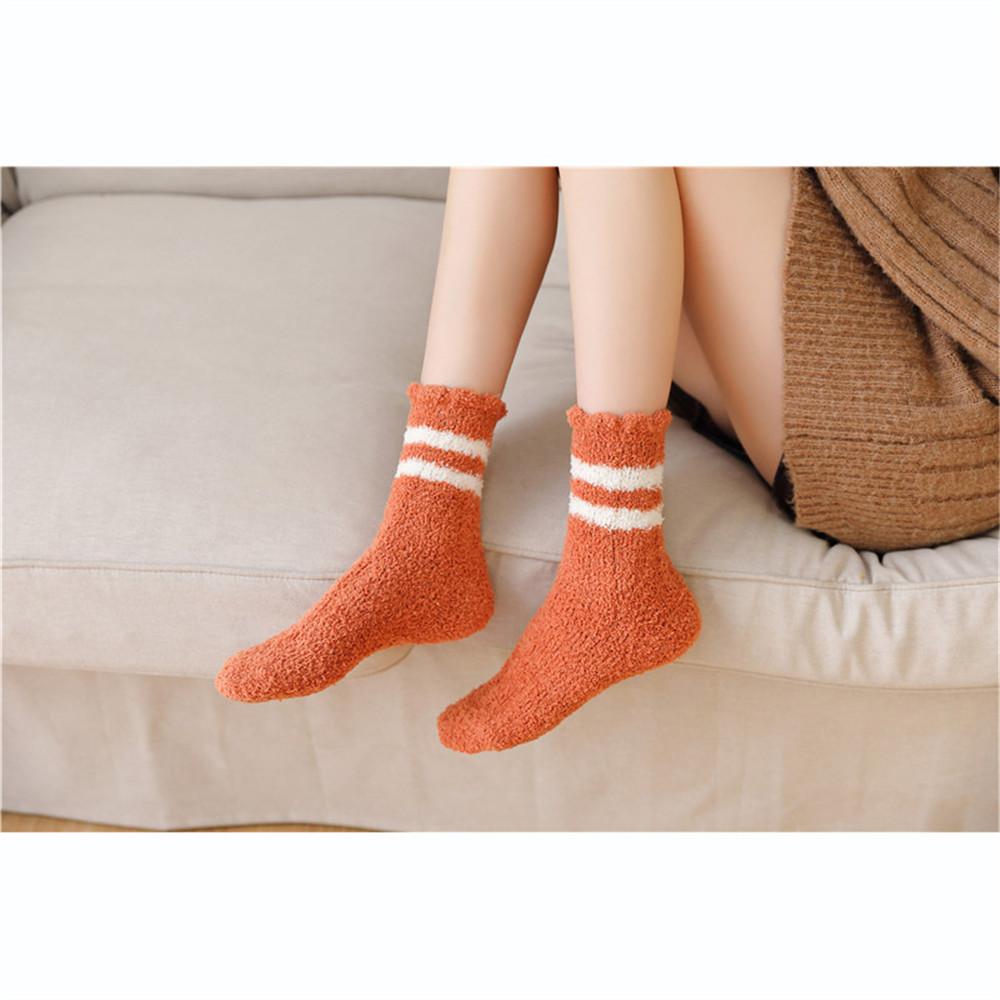 Ladies Women Soft Fluffy Bed Socks Winter Warm Stripe Sox Slipper Fleece Sock