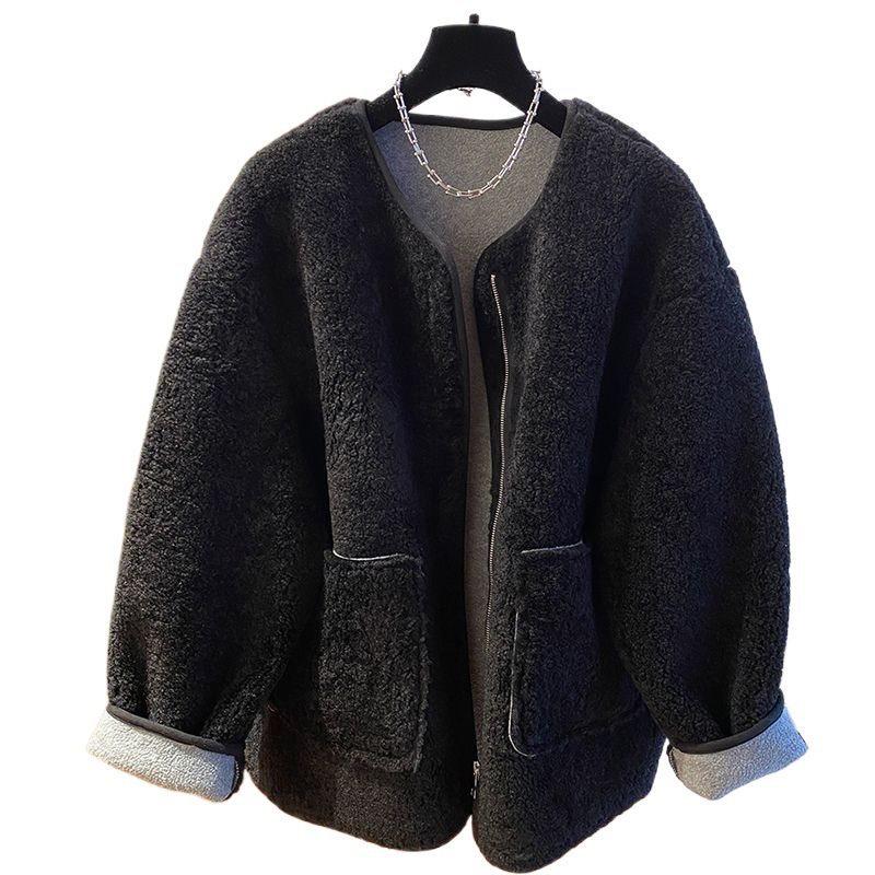 Plus Size Faux Lamb Wool Winter Coat for Women - Thick, Loose, and Warm