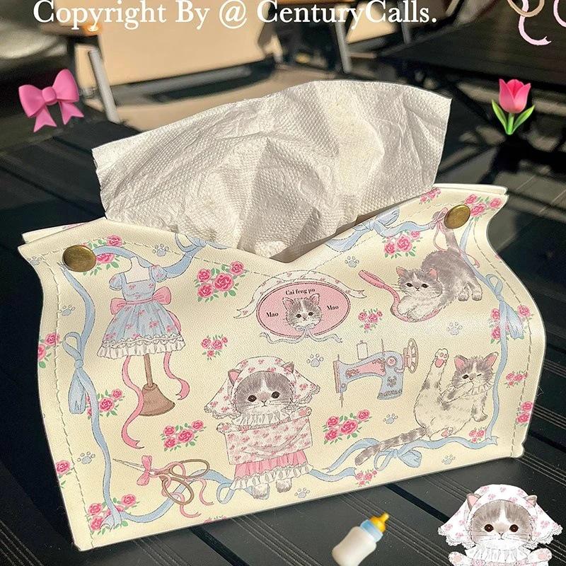 Новое поступление: Кошачий портной - Коробка для салфеток - Настольное искусство в стиле легкой роскоши, Милая и стильная для домашнего использования