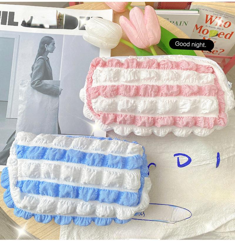 Сумка для хранения ярких цветов в полоску с цветными блоками, студенческая модная большая вместительная сумка для канцелярских принадлежностей с пузырьковым облаком, пенал, косметичка