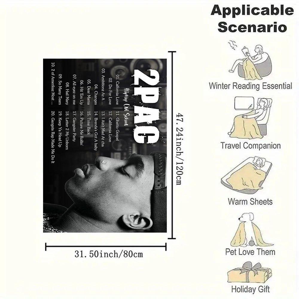 "2Pac: The Greatest Hits Collection"Blanket Flannel Throw Blanket for Sofa, Bed, Travel, Camping, Office, Couch, Chair, And Bed Gift for Chr
