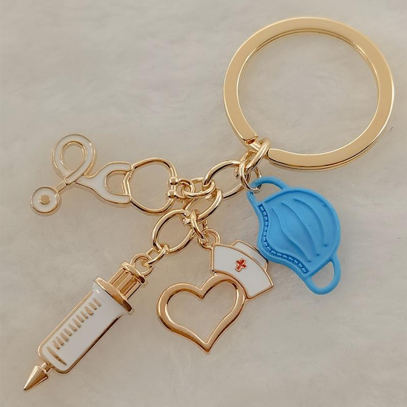 1PC Syringe Medical Keychain Gift DIY Jewelry Doctor Nurse Keyring Stethoscope