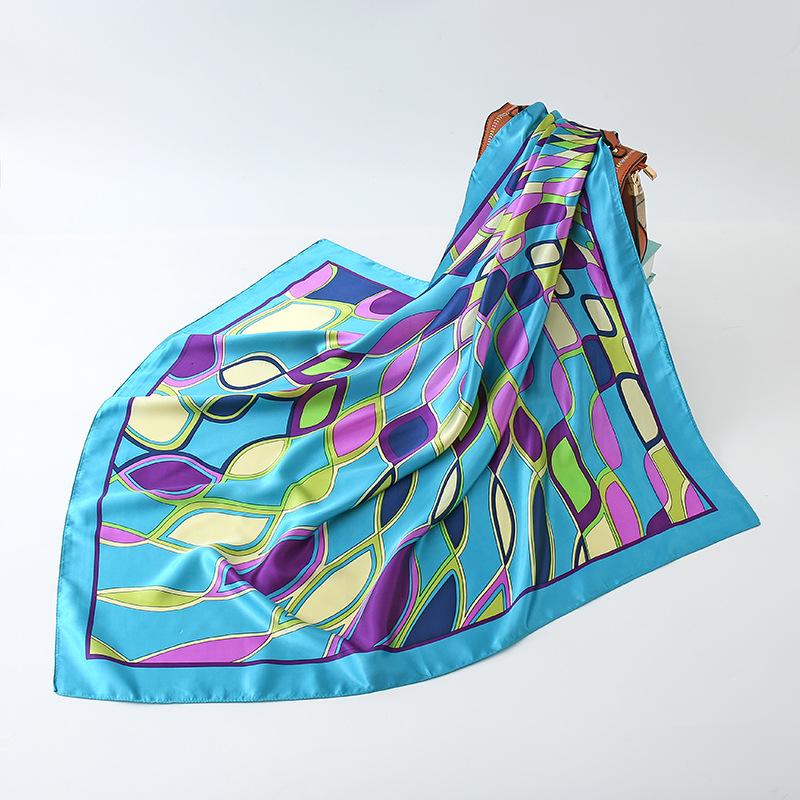 Women Fashion Square Vintage Print Satin Neckerchief Sun-Proof Scarf Scarves Shawl High Quality 1PC 90*90cm