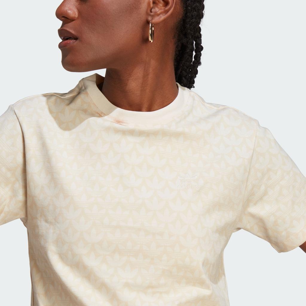 Adidas Originals Trefoil Monogram Tee Embroidered Logo Sport Short Sleeve T-Shirt Women Tops White IJ5983