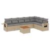 8 Piece Beige Poly Rattan Garden Sofa Set with Cushions