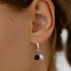 Pearl and Onyx Charm Hoop Earrings EC3270