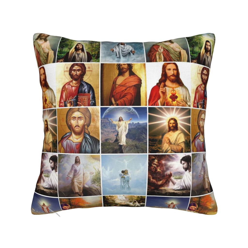 Christian Pillowcase Polyester Cushion Cover Decorative God Bless Jesus Christ Throw Pillow Case Cover Home Square cm