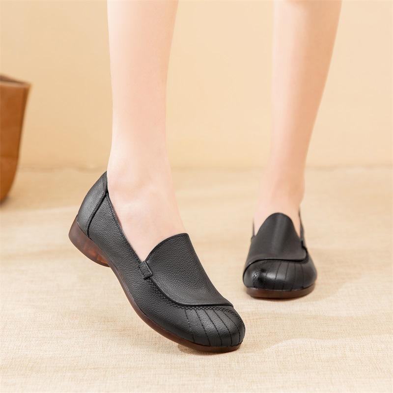 2025 Весна Натуральная Кожа Женская Обувь Удобная Коровья Кожа Мягкая Подошва Повседневная Женская Обувь Плоский Каблук Нескользящая Обувь Для Мам