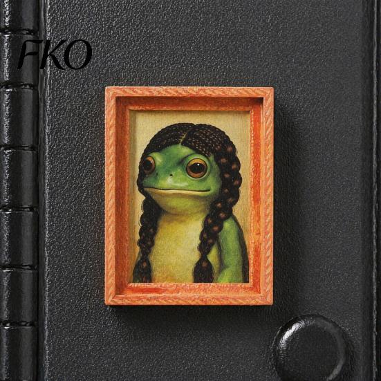 Frog Collectible Magnet Abstract Refrigerator Magnet, Framed Hairstyle Fridge Decorative Cabinet Home Kitchen Office Decoration Party Favors