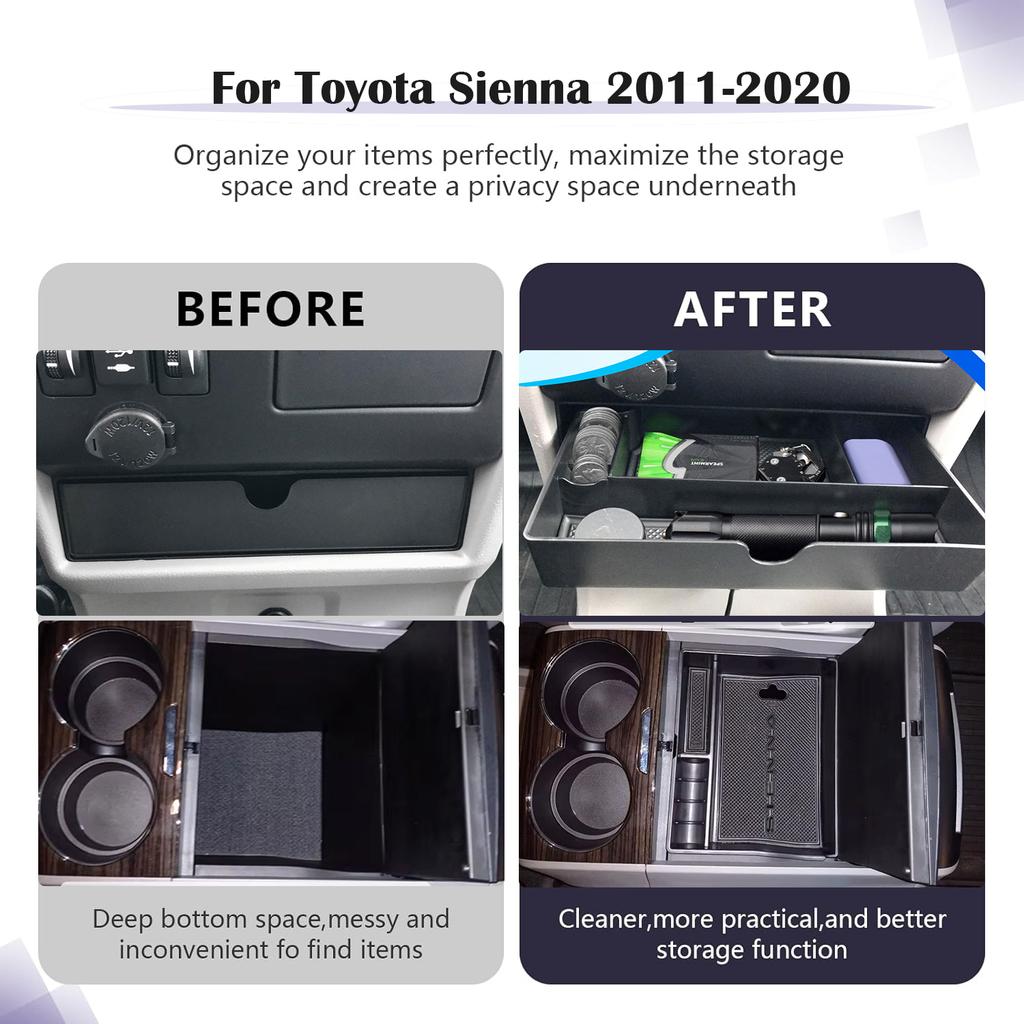 Органайзер для хранения в ящике центральной консоли для Toyota Sienna 2015-2020, лоток для хранения в ящике подлокотника, аксессуары для интерьера автомобиля из АБС-пластика