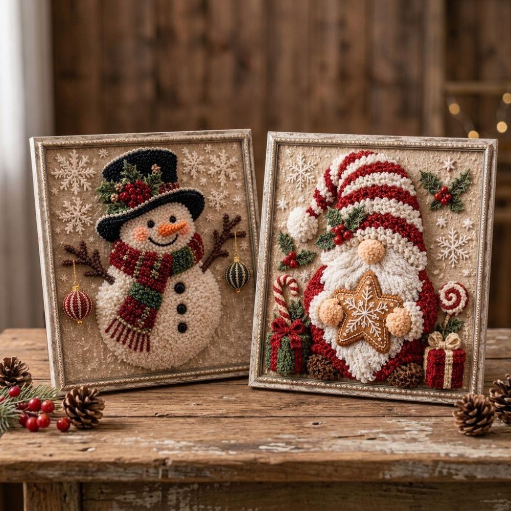 Educational 3D Fabric Embroidery DIY Set Christmas Fabric Art Picture Christmas Party Decor