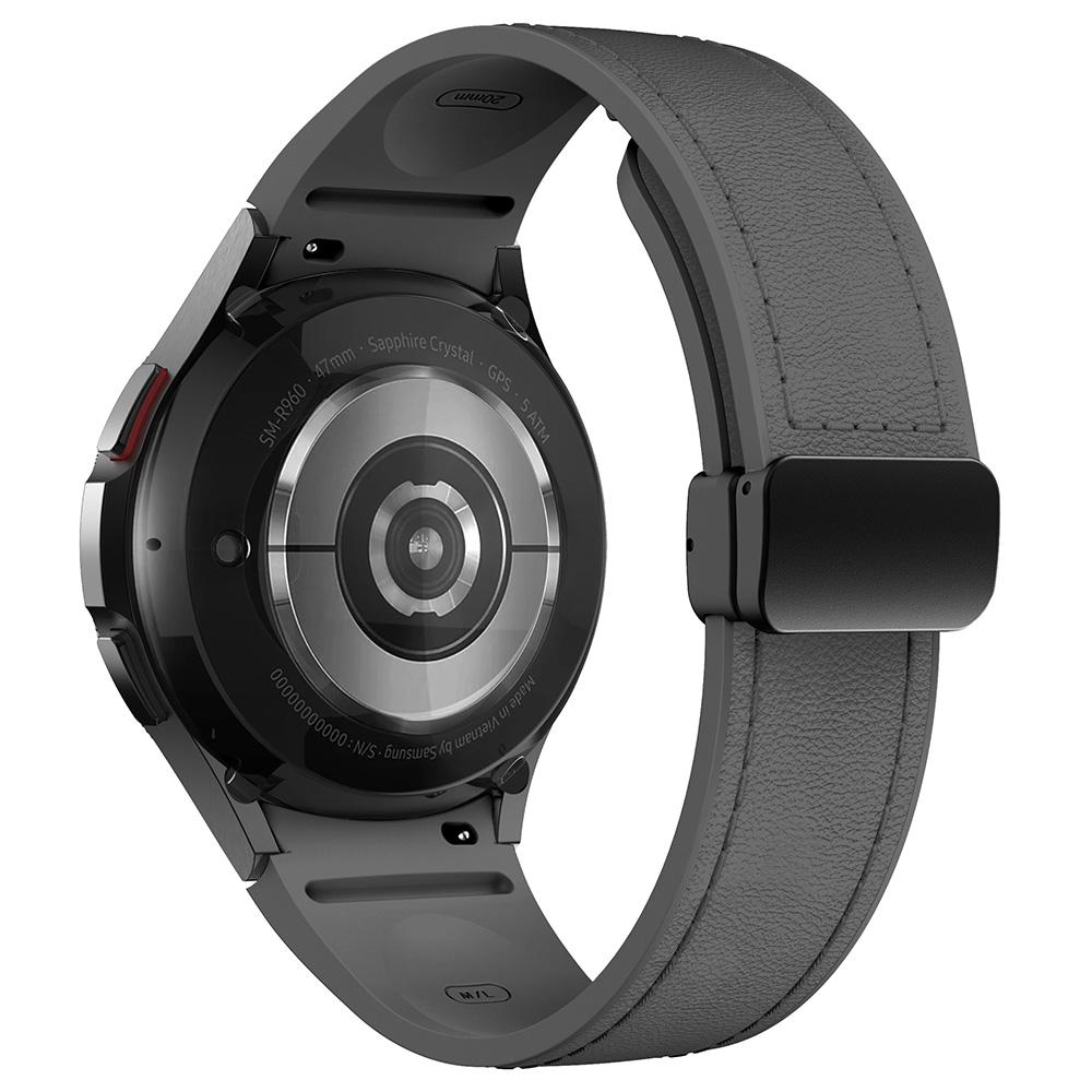 For Samsung Watch FE 40mm/Watch4 Classic Active/Watch 5/Watch6 Classic Silicone+Leather Band Smartwatch Strap