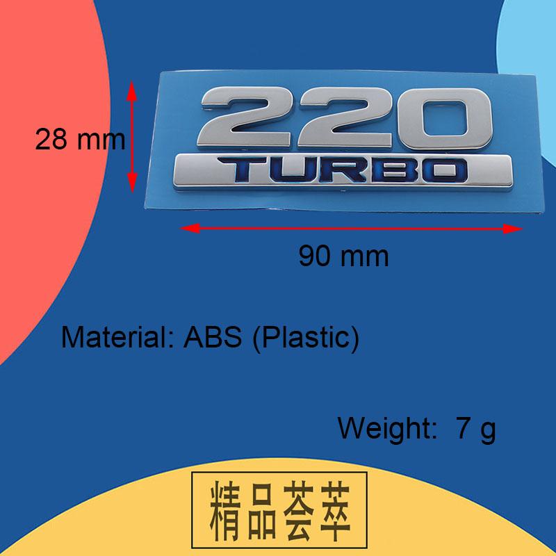 3D Premium TURBO 220 TURBO for Car Fender Trunk Rear Bonnet Decal Emblem Badge Sticker Accessories